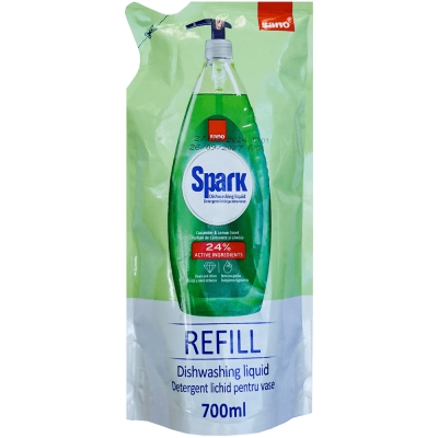 Detergent lichid, rezervă, pentru vase Sano Spark castravete, 700 ml